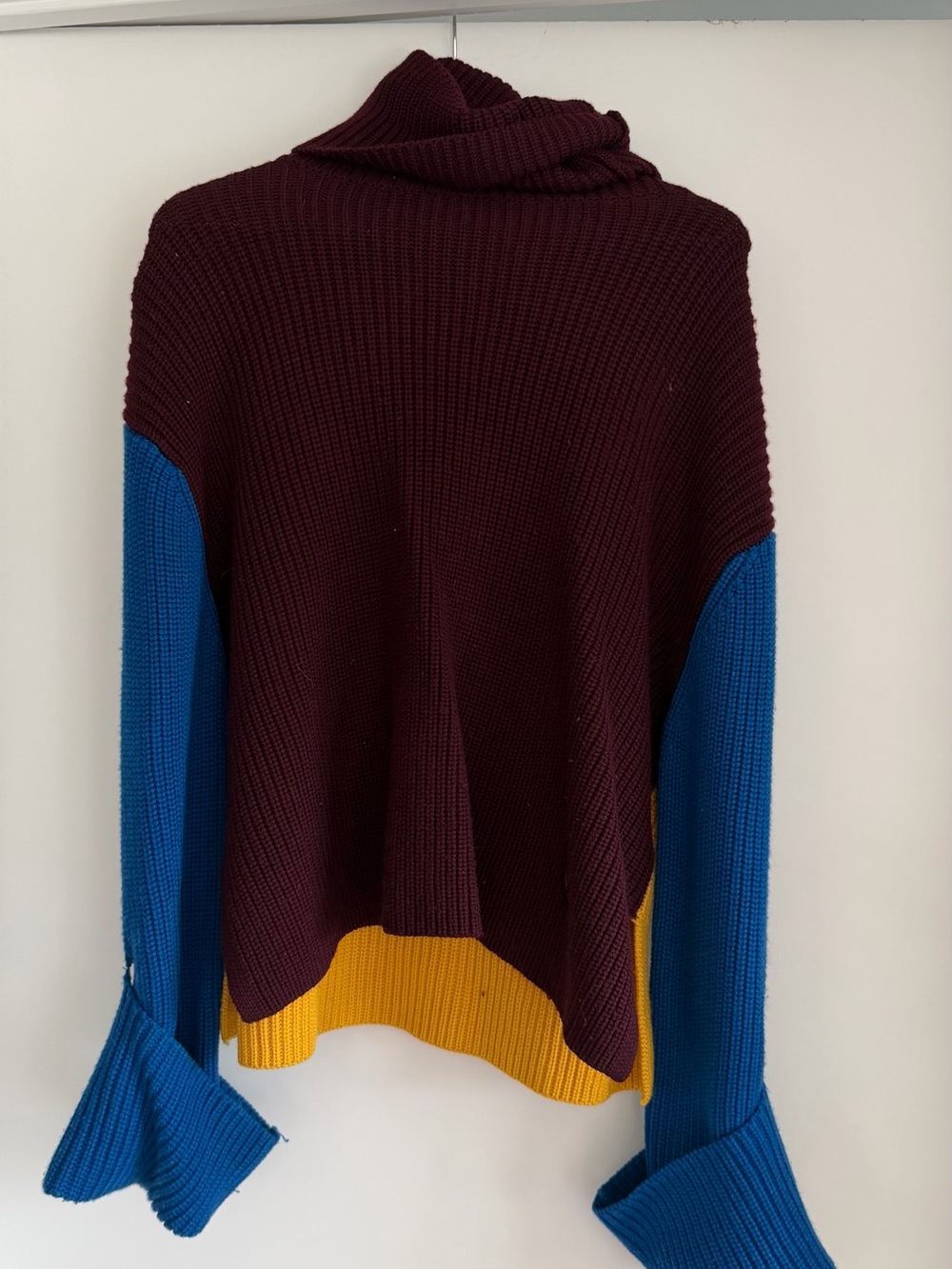 Victoria Beckham Colorblock Merino Wool Turtleneck Sweater M